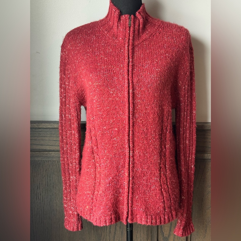 ALPS deep red vintage soft zip up sweater L